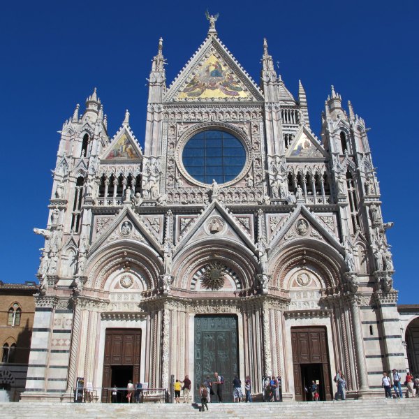 Siena is an easy drive west, with the Piazza del Campo and the stripy Cathedral