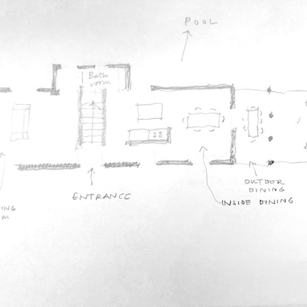 My sketch plan of the ground floor