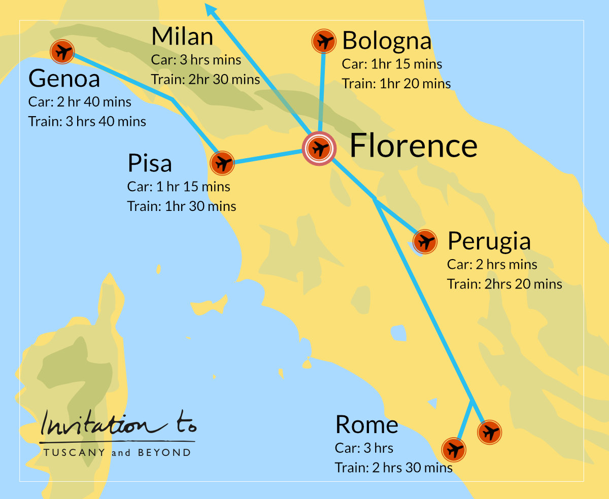 Travel times to Florence from main airports