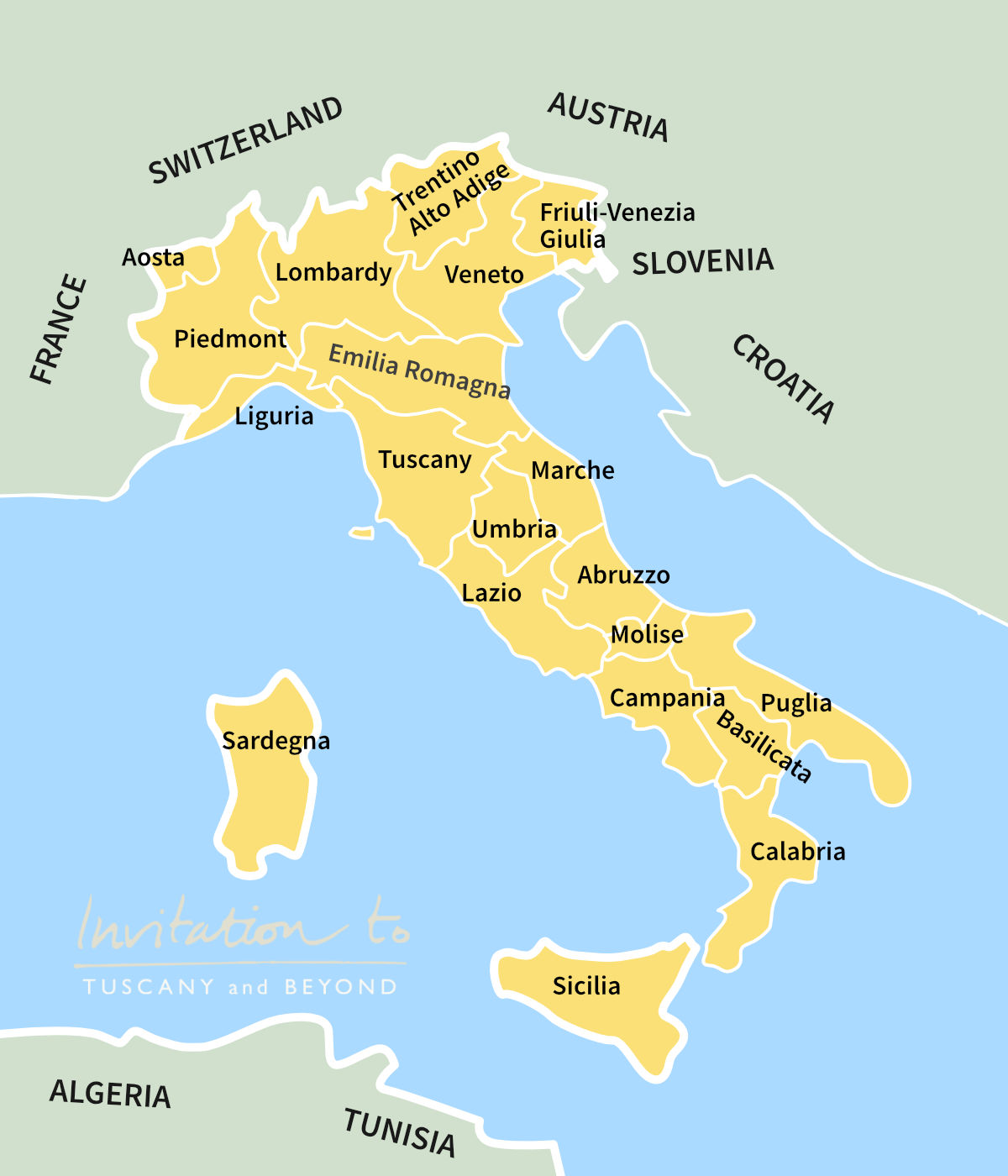 Map of Regions in Italy